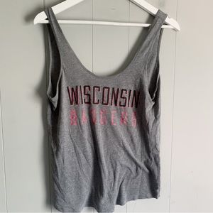 PINK VICTORIAS SECRET College Collection Gray Tank Wisconsin Badgers Small